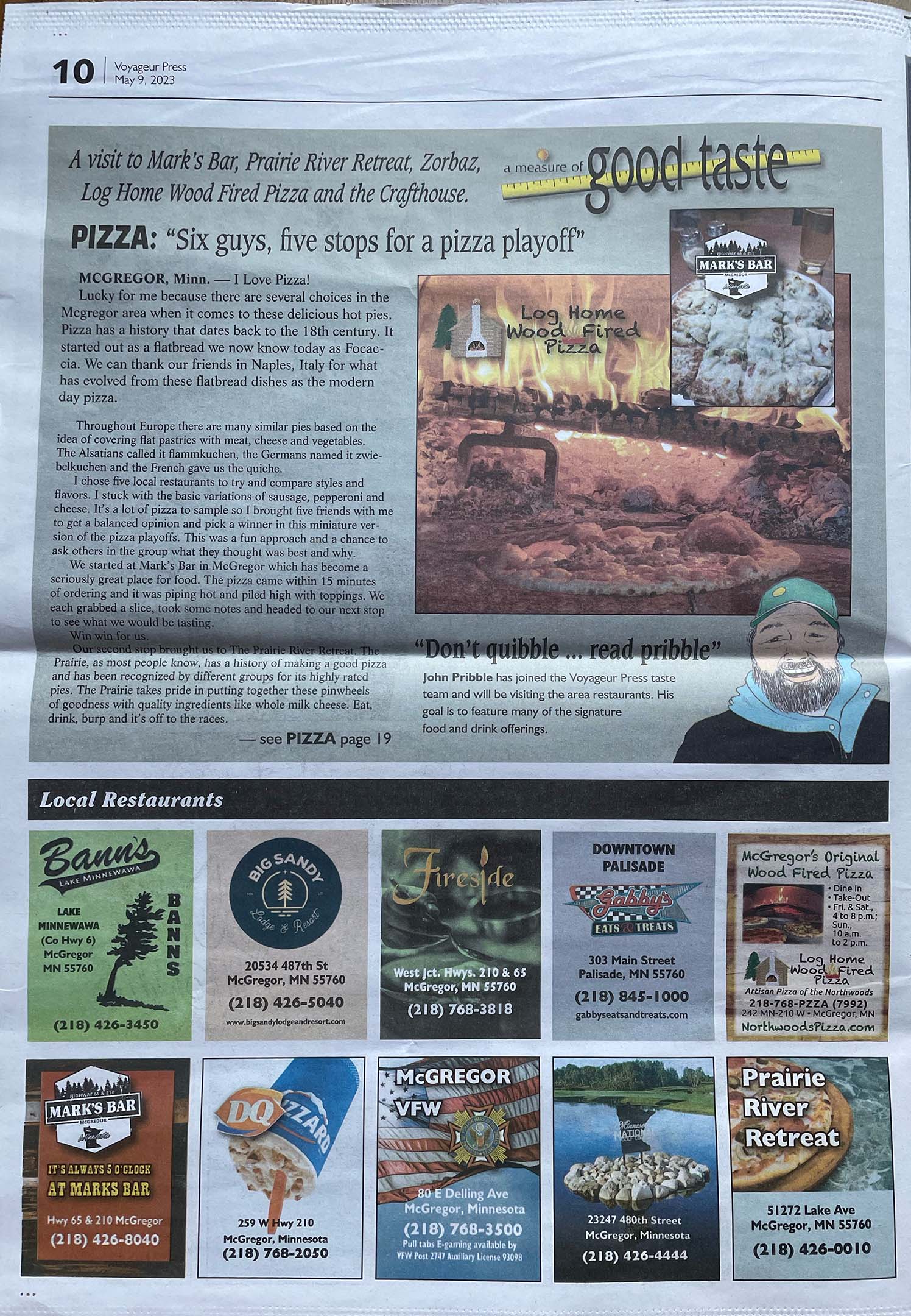 Log Home Wood Fired Pizza, McGregor, MN, Voyageur Press, Pizza