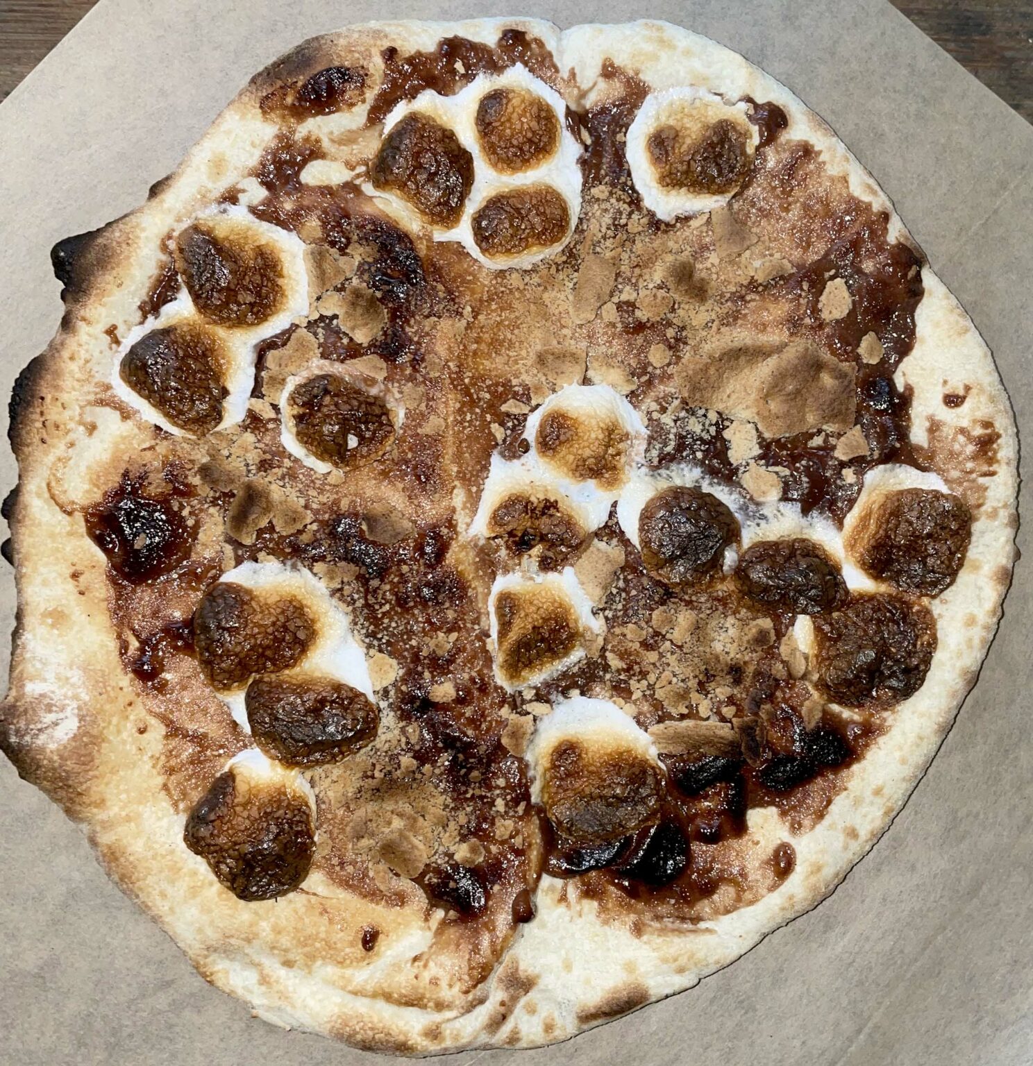 S'mores Dessert Pizza at Log Home Wood Fired Pizza, McGregor, MN, Food Truck, Catering