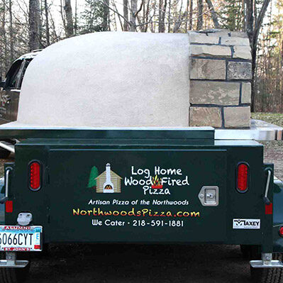 Log Home Wood Fired Pizza trailer